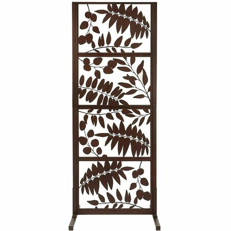 EJOY 82'' x 32'' x 24'' Brown Decorative Metal Trellis Standing Panel Outdoor/Indoor MT_Treeleaves82x32x24inch